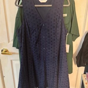 LC Lauren Conrad Navy Eyelet Blouse
